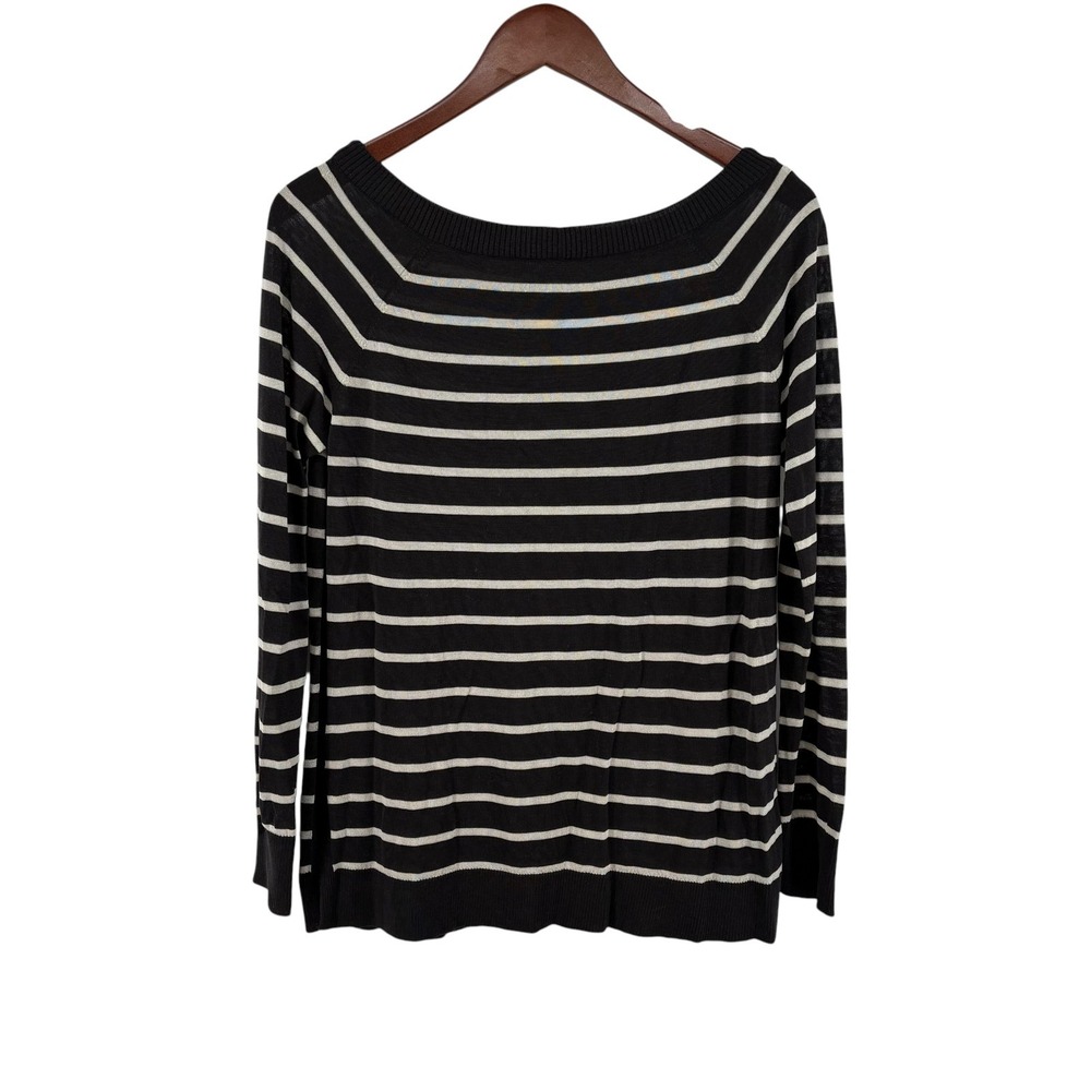 Lafayette 148 New York Silk Blend Striped Boatneck Sweater Size S Black White